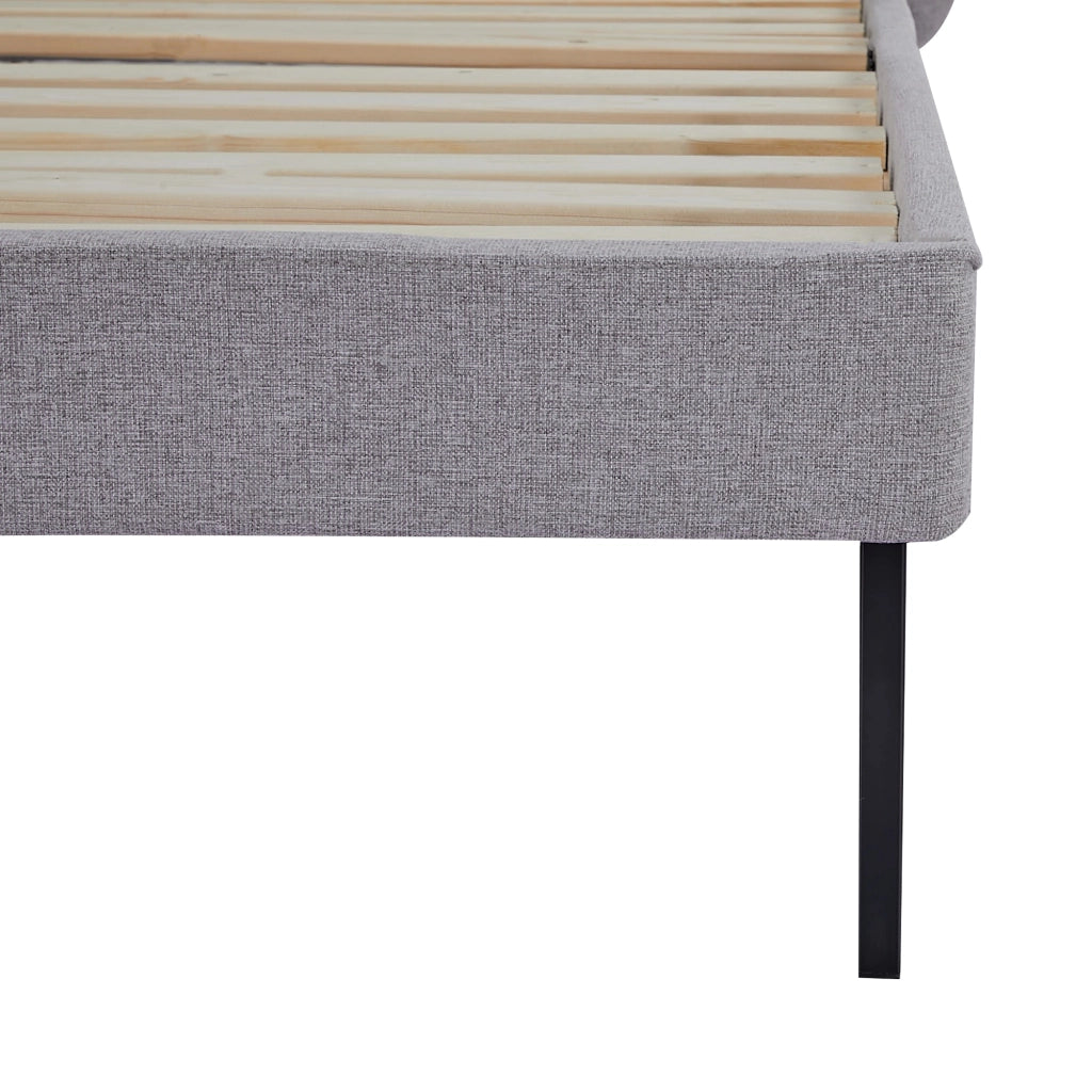 Letto Matrimoniale Porvoo con Testiera e Materasso 160x200 cm Rivestimento in Tessuto - Grigio [en.casa]