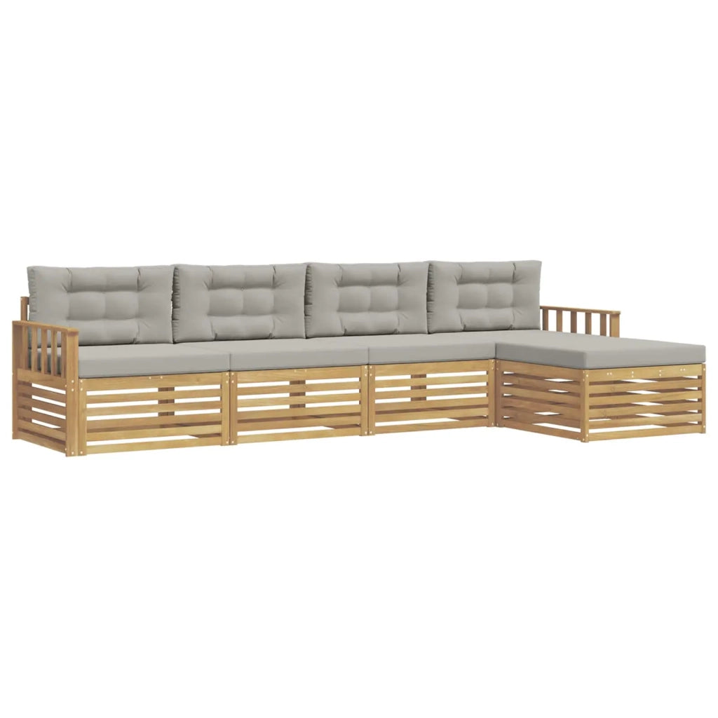 Set di divani da esterno 5 pcs Bianco e Grigio Chiaro 3390316