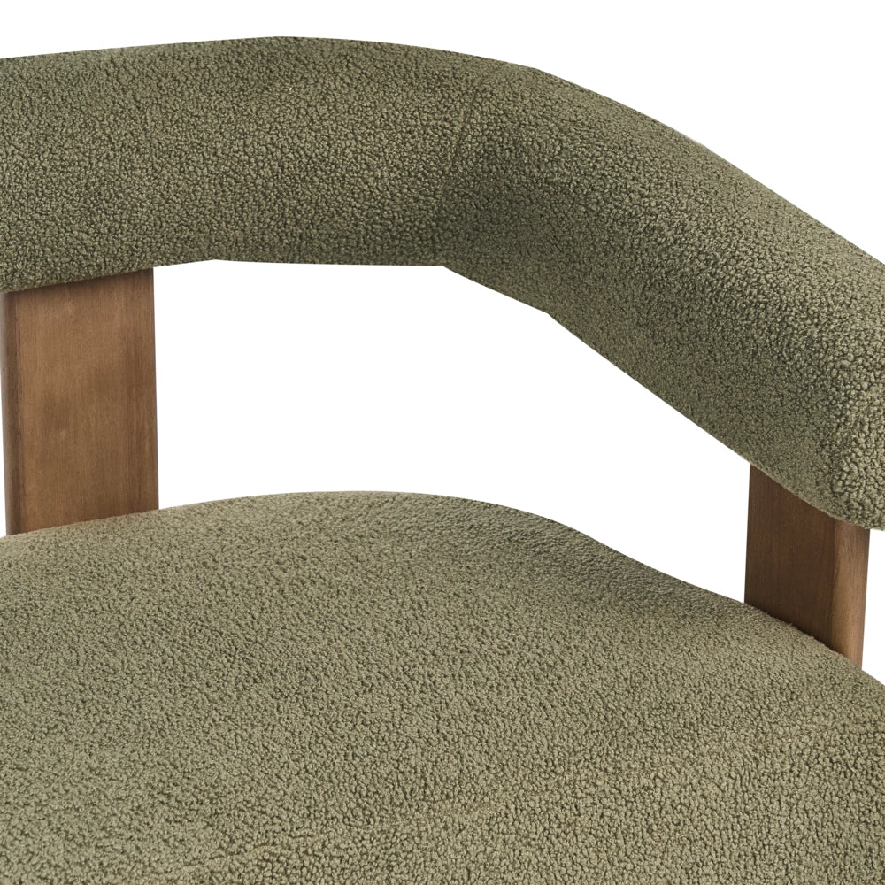 Divano a 2 posti Boucle Verde e Marrone Scuro stile retrò gambe in legno