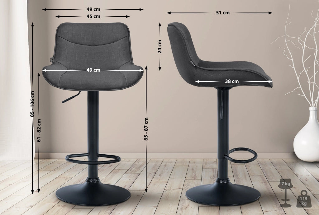 Barhocker Vonore Stoff schwarz
