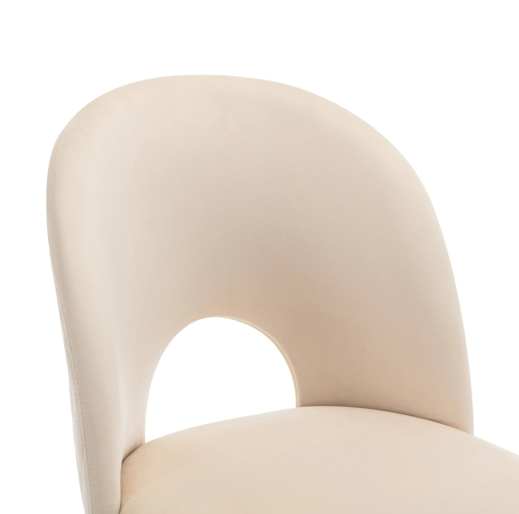 Sedia imbottita con schienale in velluto beige