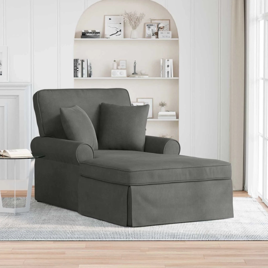 Chaise Longe con Gonna 3 pcs Grigio scuro Tessuto in Cords 42022949