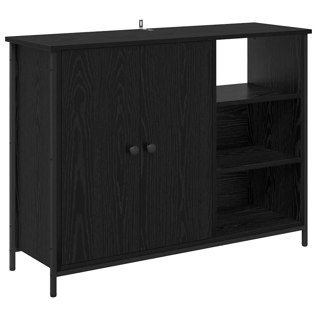 Credenza-Buffet-Armadio da cucina Rovere Nero 100 x 33 x 75 cm Legno multistrato