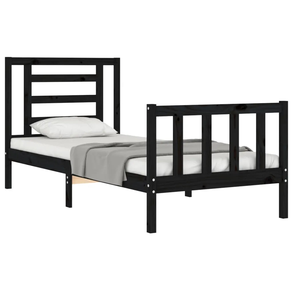 Giroletto con Testiera Nero Small Single in Legno Massello 3192845