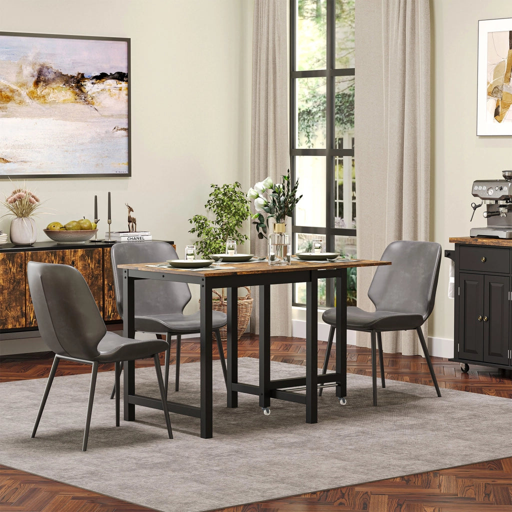 Tavolo da pranzo pieghevole ¨C zephmum ¨C in metallo e legno, marrone, 120x60x75 cm