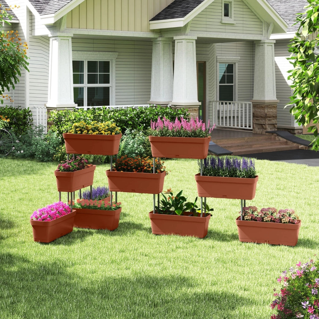 Torre di fioriere per verdure erbe fiori per interni ed esterni per patio, 6 PZ fioriere da giardino disposizione fai da te Rosso-Fioriere