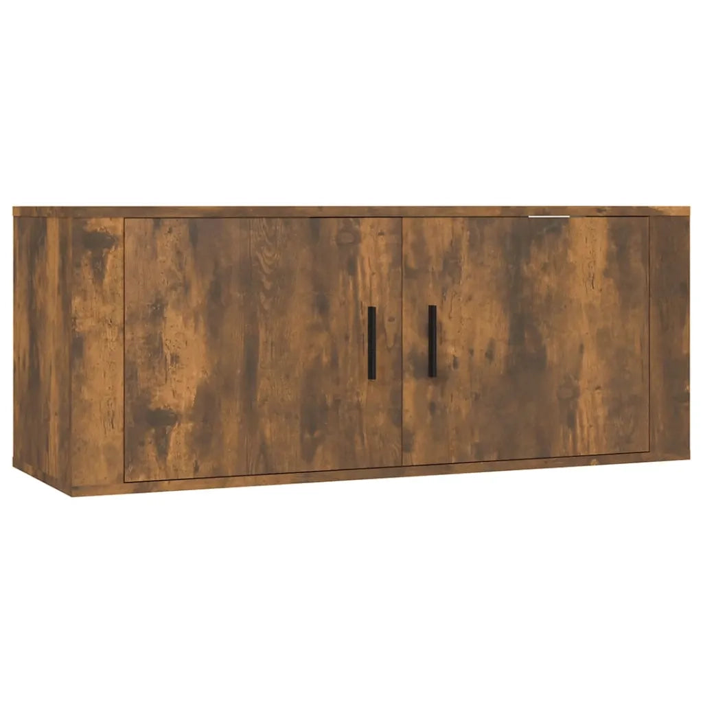 Set Mobili Porta TV 3 pz Rovere Fumo in Legno Multistrato 3188515