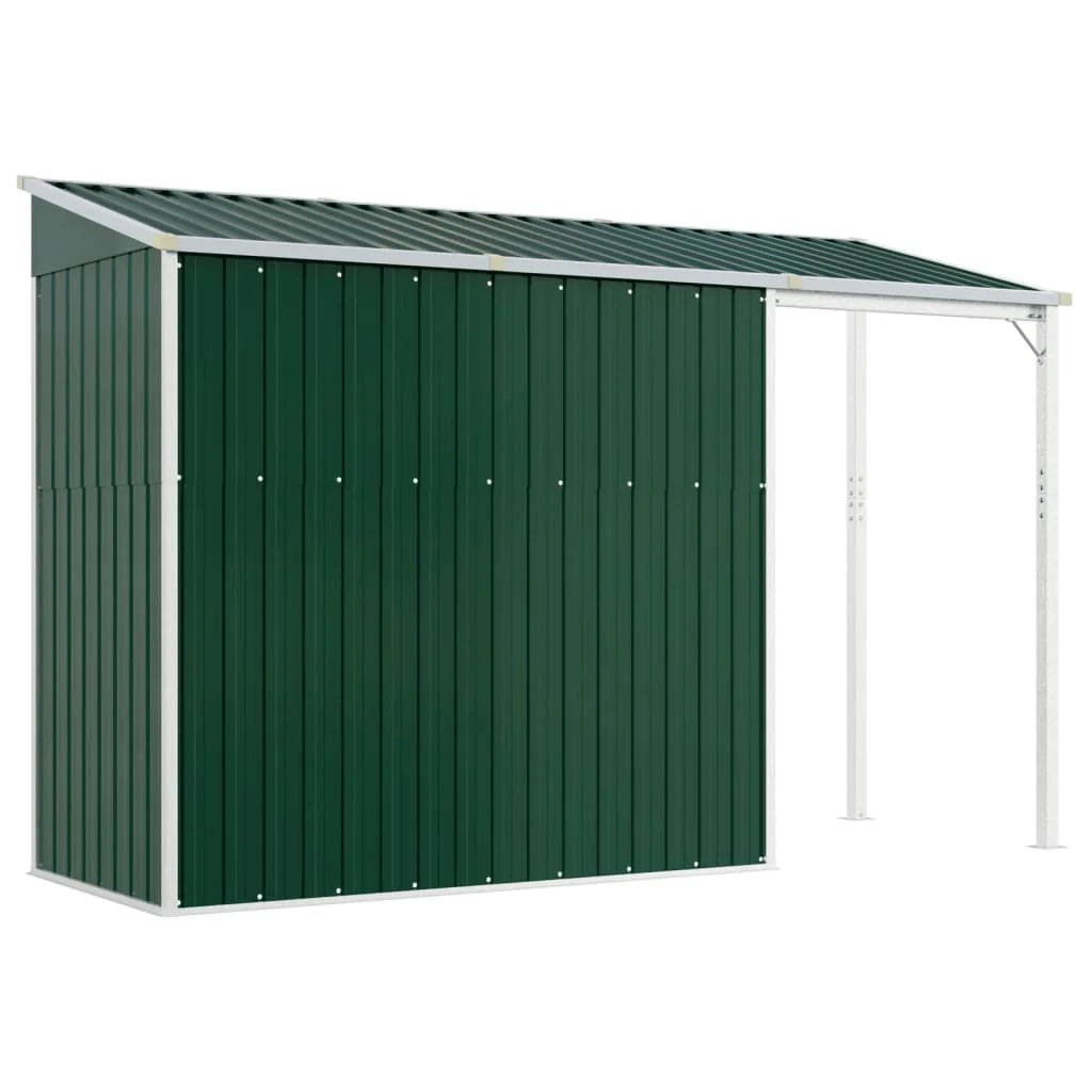 Casetta da giardino cabina ripostiglio casetta da esterno robusta casetta per attrezzi con tetto estensibile 277 x 110,5 x 181 cm acciaio verde 02_0022221