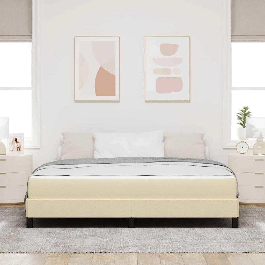 Letto a molle con materasso Crema 180 x 200 cm Tessuto