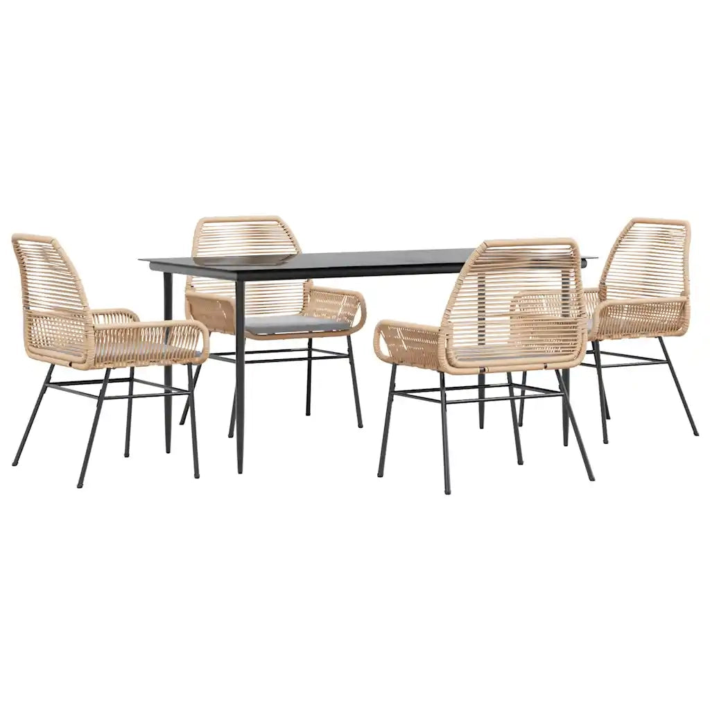 vidaXL Set da Pranzo da Giardino 5pz con Cuscini Polyrattan Vetro