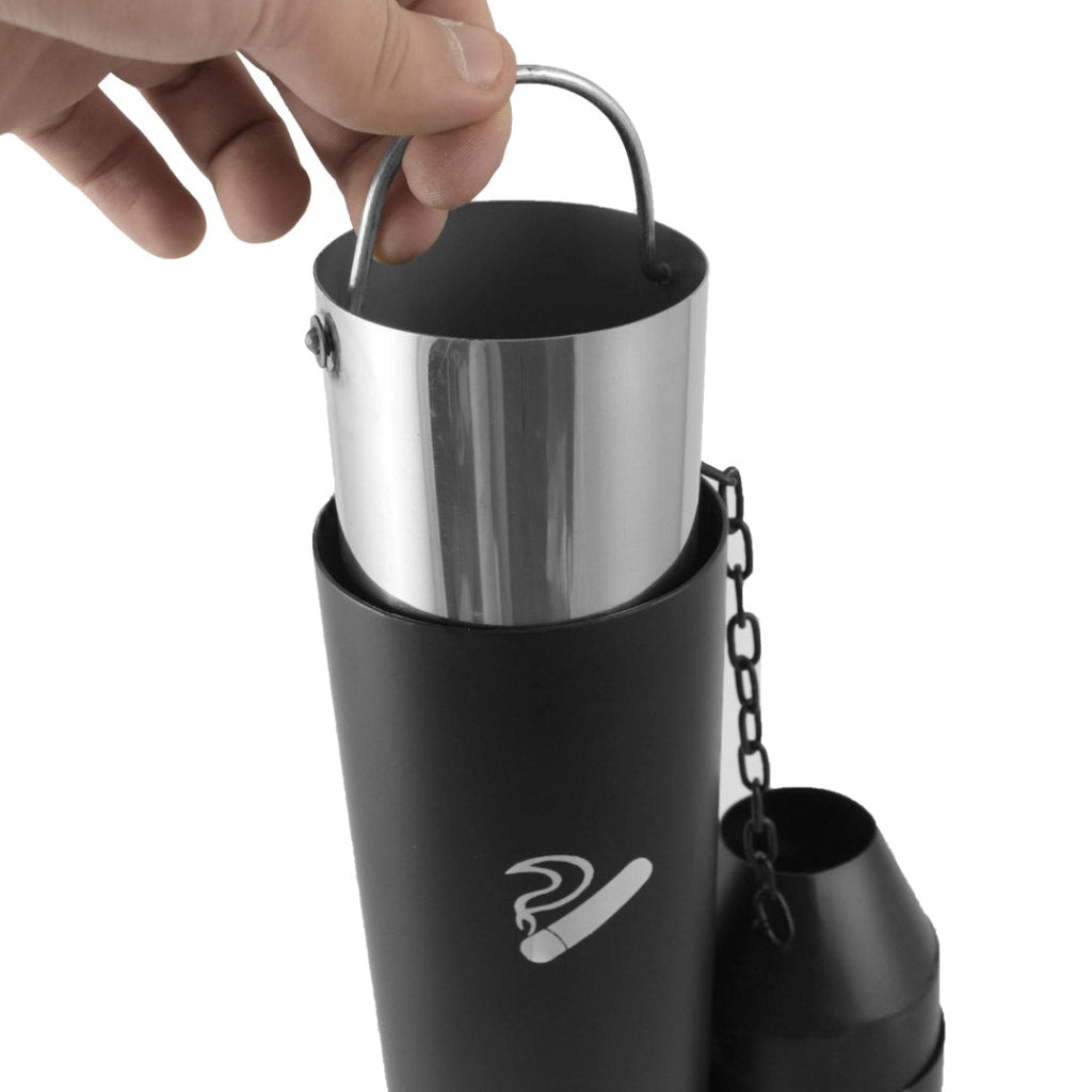 Posacenere a Colonna Ø32 cm in Metallo Nero Opaco 1,9L per Esterno