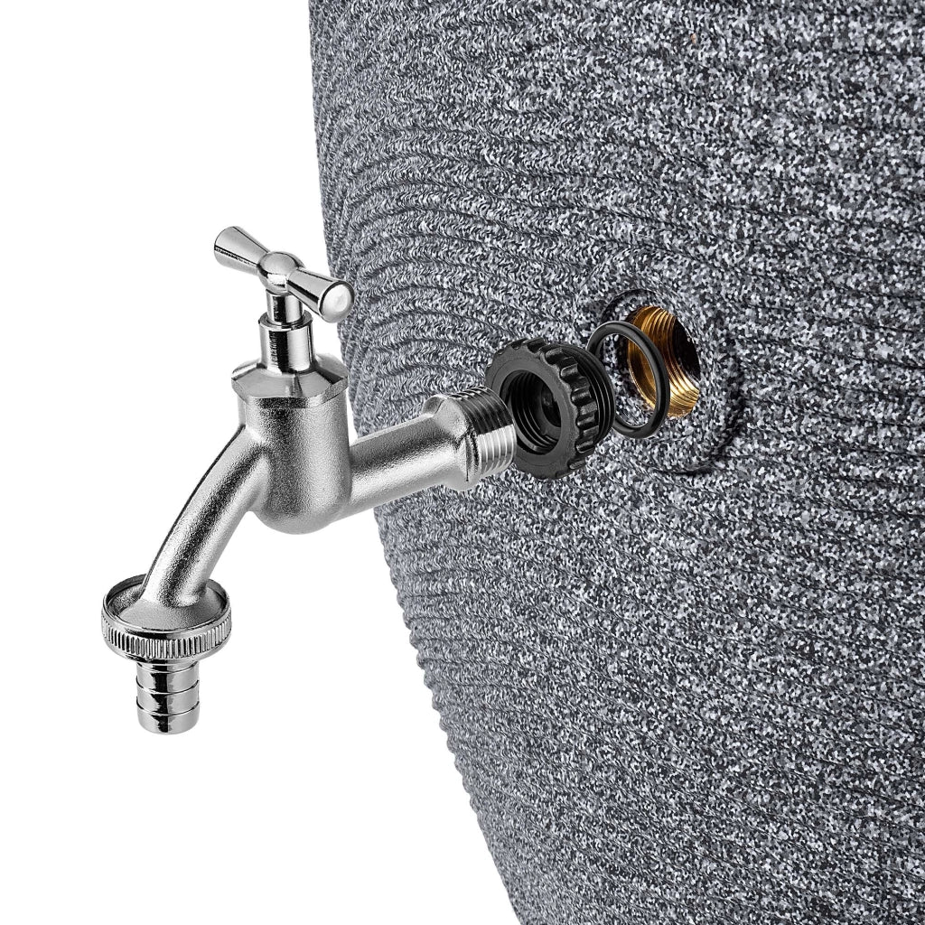 Serbatoio per acqua piovana KADAX 410L Contenitore per acqua a forma di barile + rubinetto con vaso 2 in 1 Grande