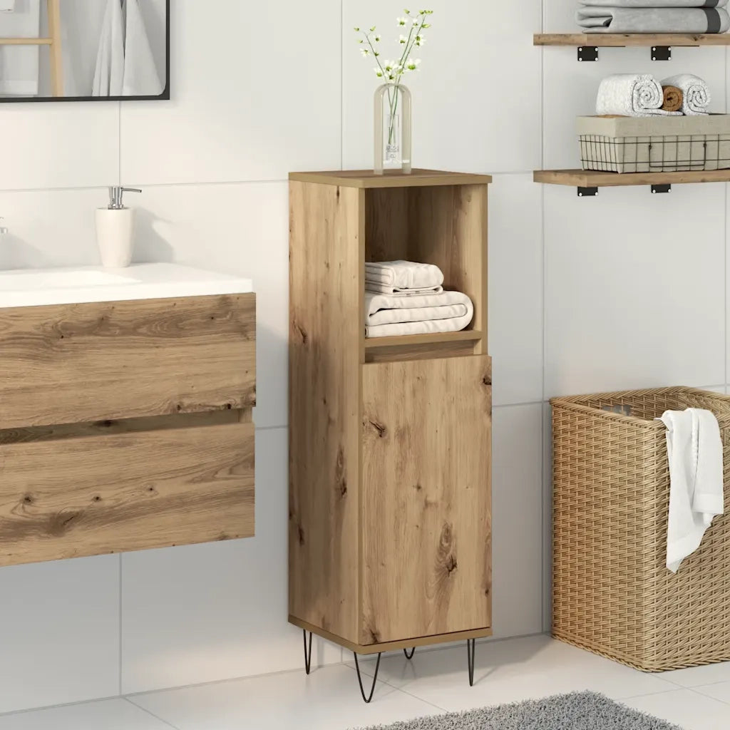 Armadietto Bagno Rovere 30x30x100 cm Legno Multistrato 857209