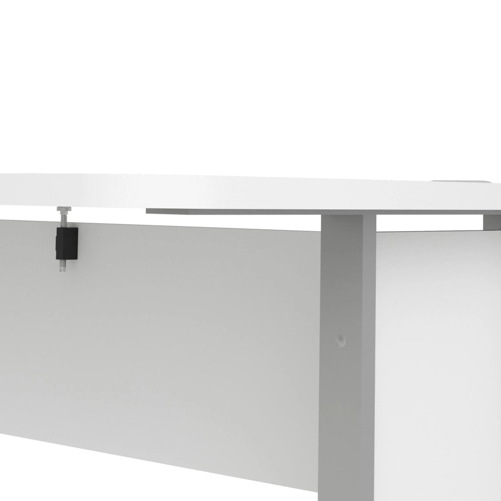 Scrivania Alfango, Scrittoio multiuso, Tavolo per ufficio porta PC, Piano di lavoro, 159x151 h75 cm, Bianco e Grigio