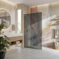 Parete Doccia Rea Flexi Grey / Brush Gold 130