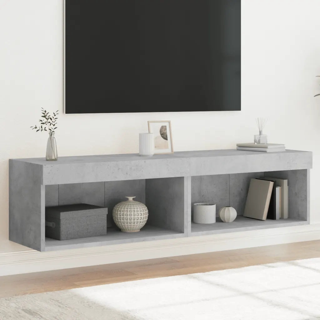 Mobili TV con Luci LED 2pz | Armadietto TV | Mobile Porta TV Grigio Cemento 60x30x30 cm
