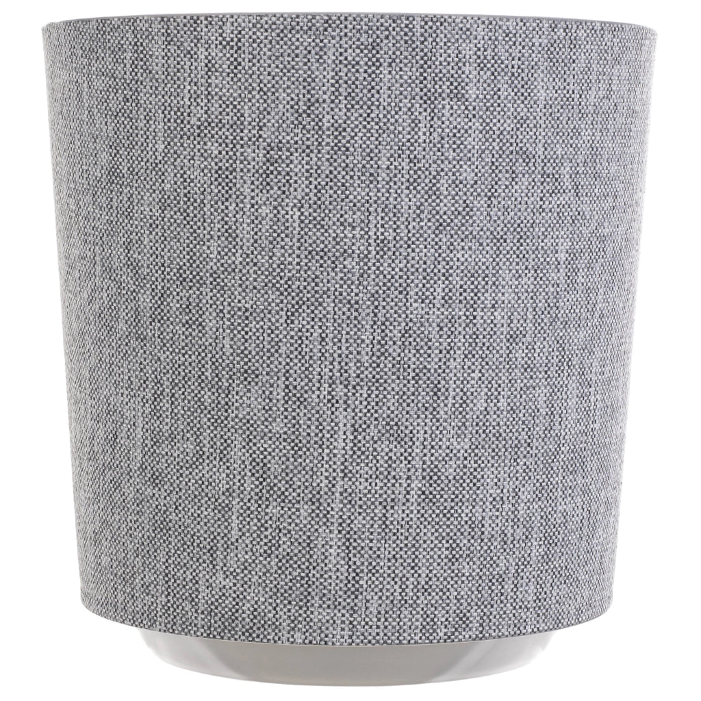 Vaso da fiori KADAX, coprivaso rotondo in tessuto grigio fantasia, 30 cm