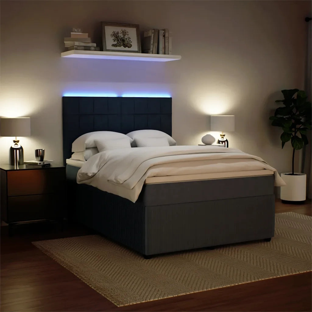 Giroletto a Molle con Materasso Grigio Scuro 140x190 cm Velluto