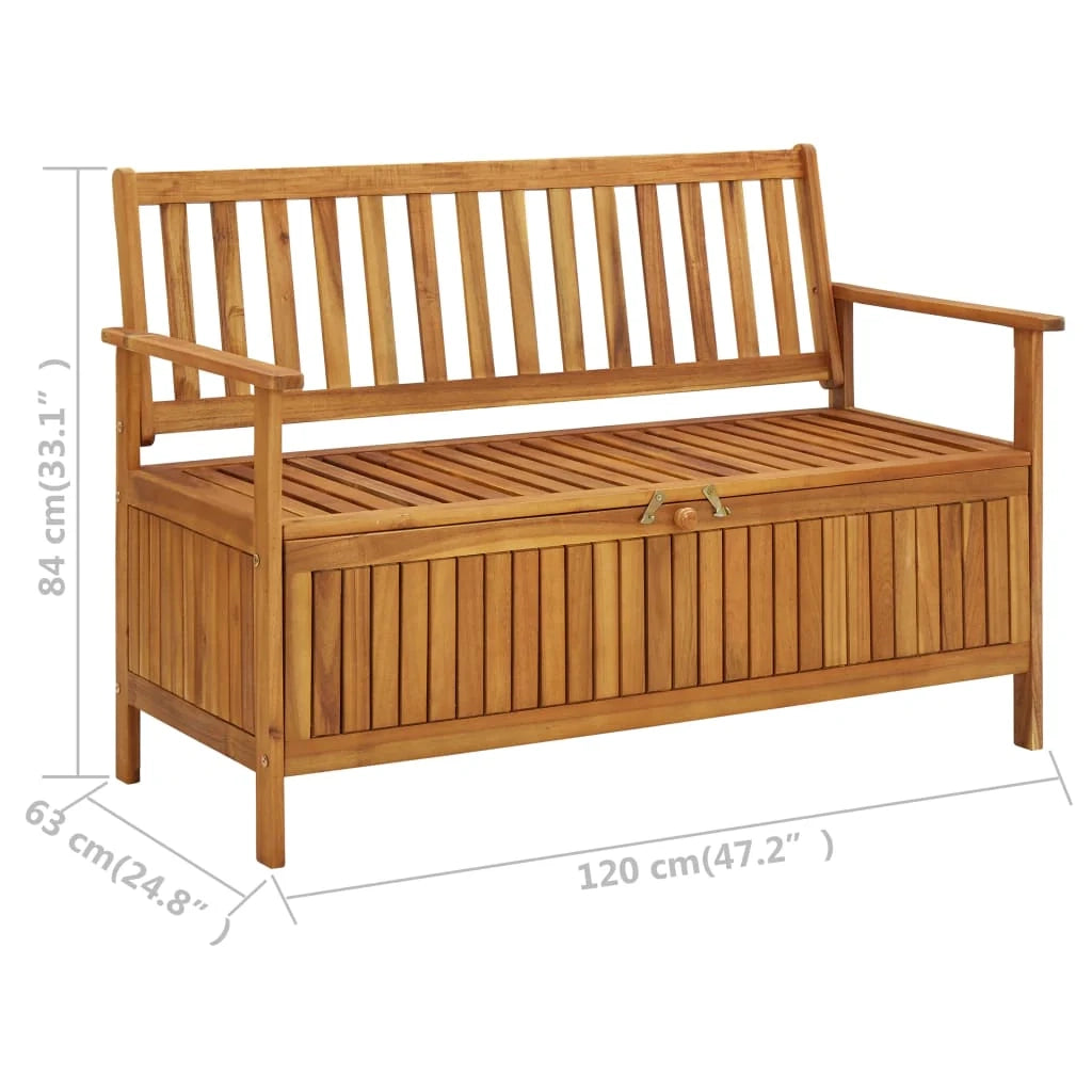 Panca da giardino mobili da esterno per patio contenitore da giardino per terrazza 120 x 63 x 84 cm legno massello di acacia 02_0011803