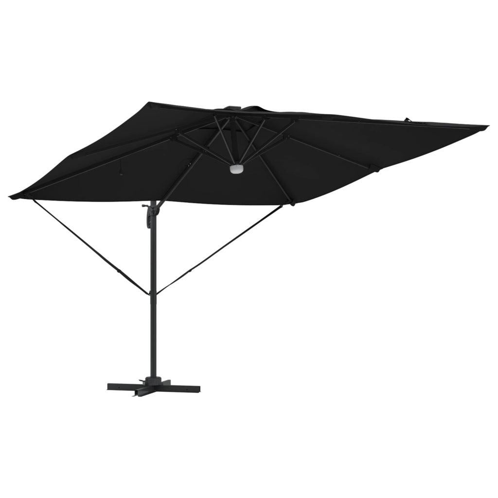 Ombrellone Roma a sbalzo con LED neri 286x285x270 cm Alluminio