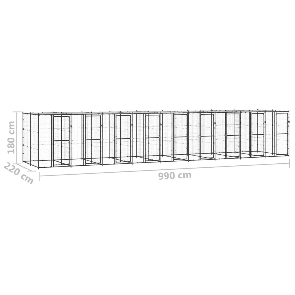 Gabbia per Cani da Esterno in Acciaio con Tetto 21,78 mÂ² cod mxl 56928