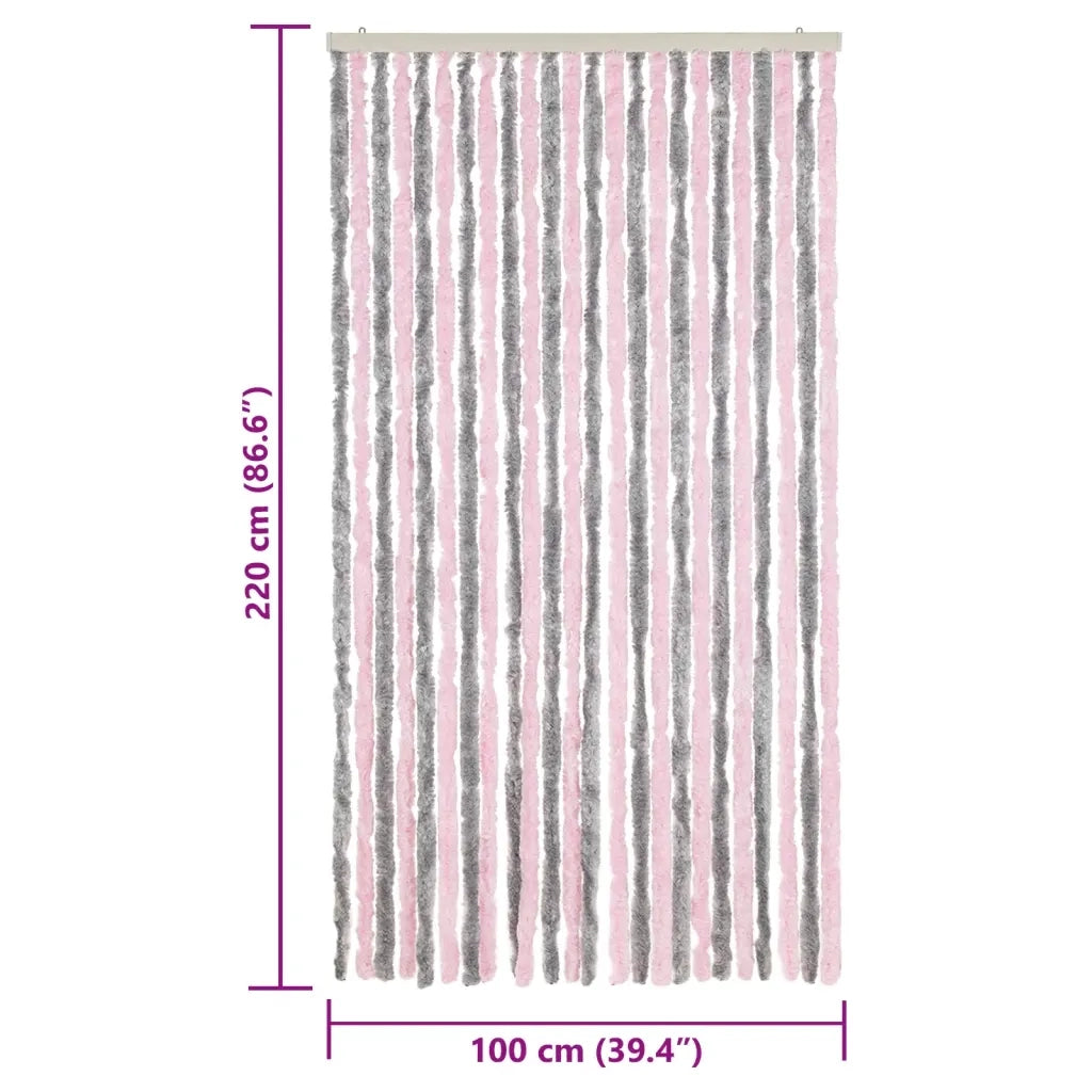 Tenda Antimosche Grigio Argento e Rosa 100x220 cm in Ciniglia CFW7988831