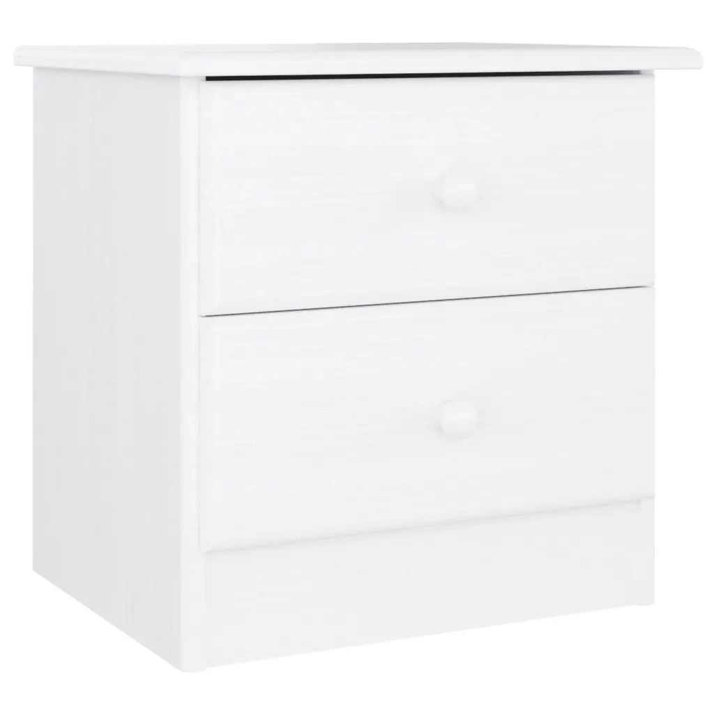 Comodino-Tavolino da notte ALTA Bianco 41x35x41 cm in Legno Massello di Pino
