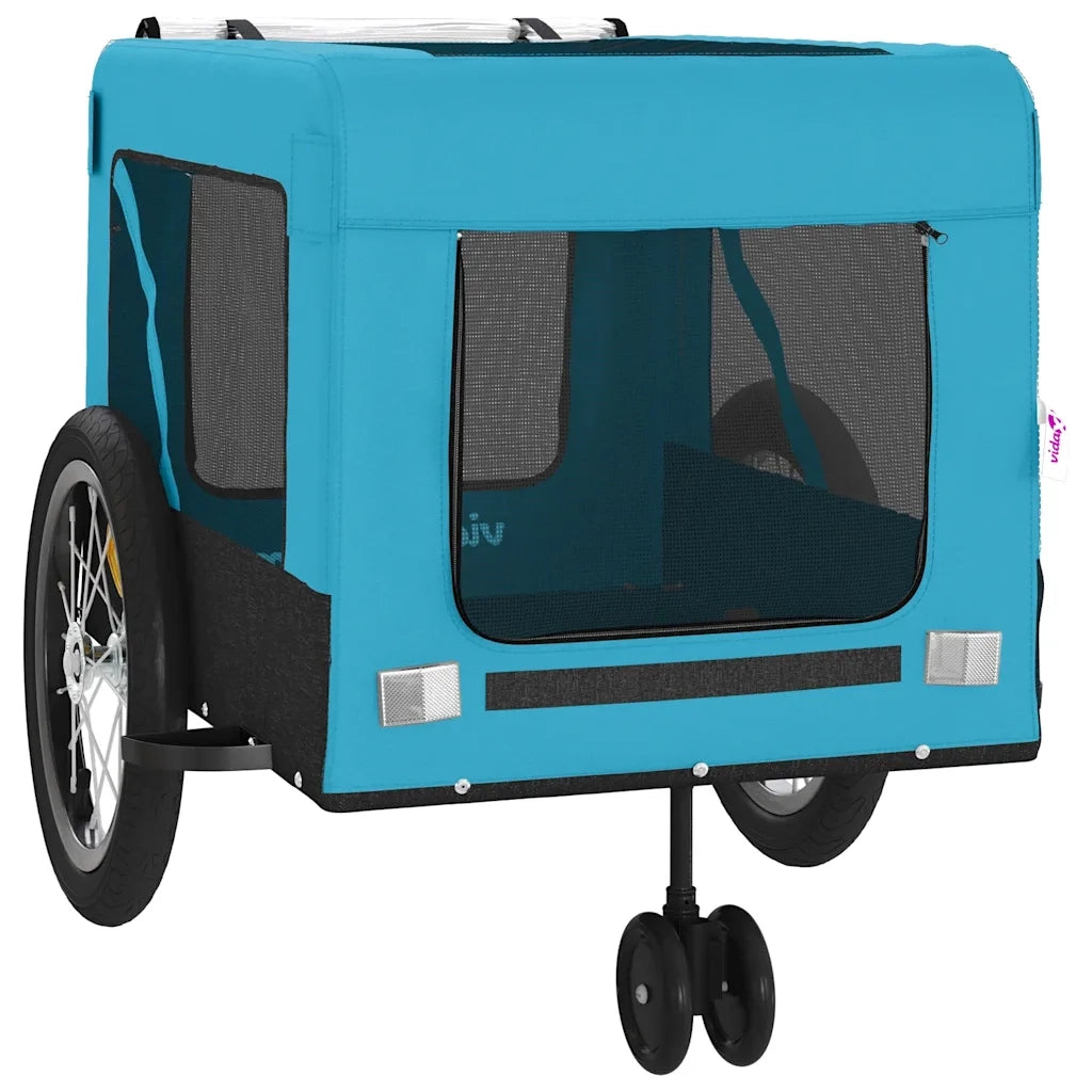 Rimorchio da Bici per Animali Blu e Nero Oxford e Ferro CFW3635562