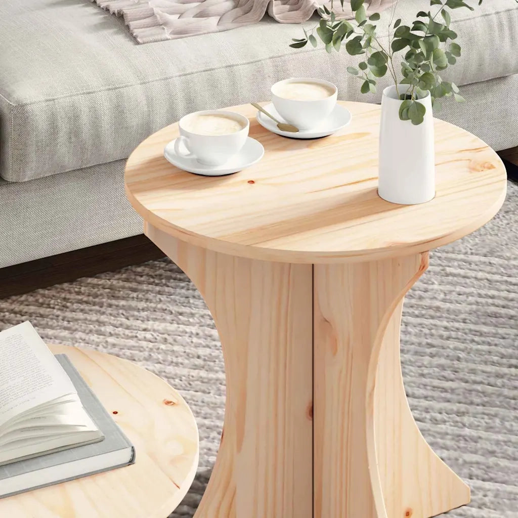 Tavolino da salotto 2 pcs Naturale Legno di pino massello 873565