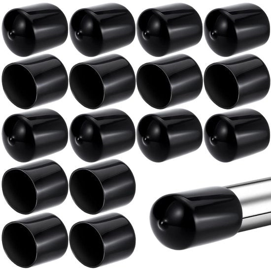 Capociglia PVC 20 pezzi - 32 mm diametro interno - Nero/Rondi - Antiscivolo - Protezione pavimento - Plastica - Protezione mobili