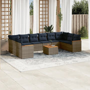 Set Divani da Giardino 11 pz con Cuscini Grigio in Polyrattan 3226334