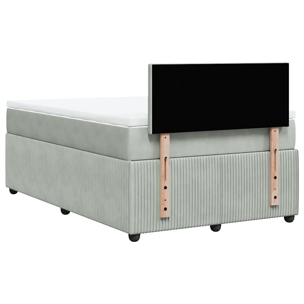 Giroletto a Molle con Materasso Grigio Chiaro 120x200cm Velluto 3287704