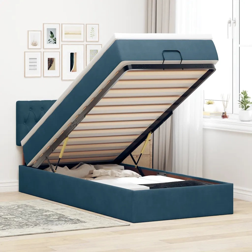 Struttura Letto Pouf con Materasso 80x200 cm Velluto