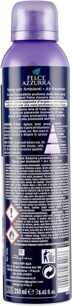 SET 6 FELCE AZZURRA ARIA DI CASA SPRAY PROFUMATORE D'AMBIENTE LAVANDA E IRIS 250 ML