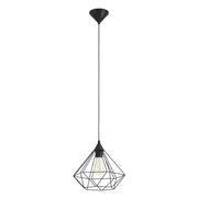 Lampadario A Sospensione Vintage Tarbes Policarbonato Acciaio Nero 1 Luce E27