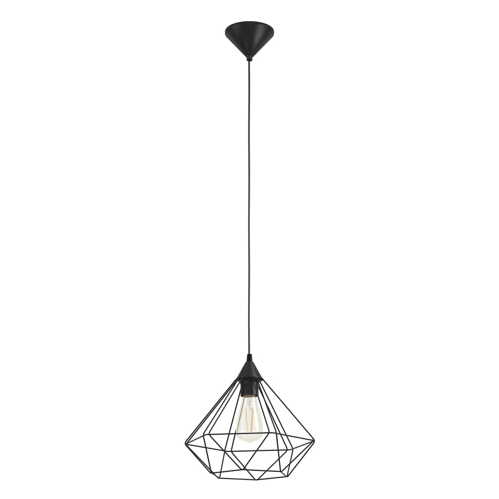 Lampadario A Sospensione Vintage Tarbes Policarbonato Acciaio Nero 1 Luce E27