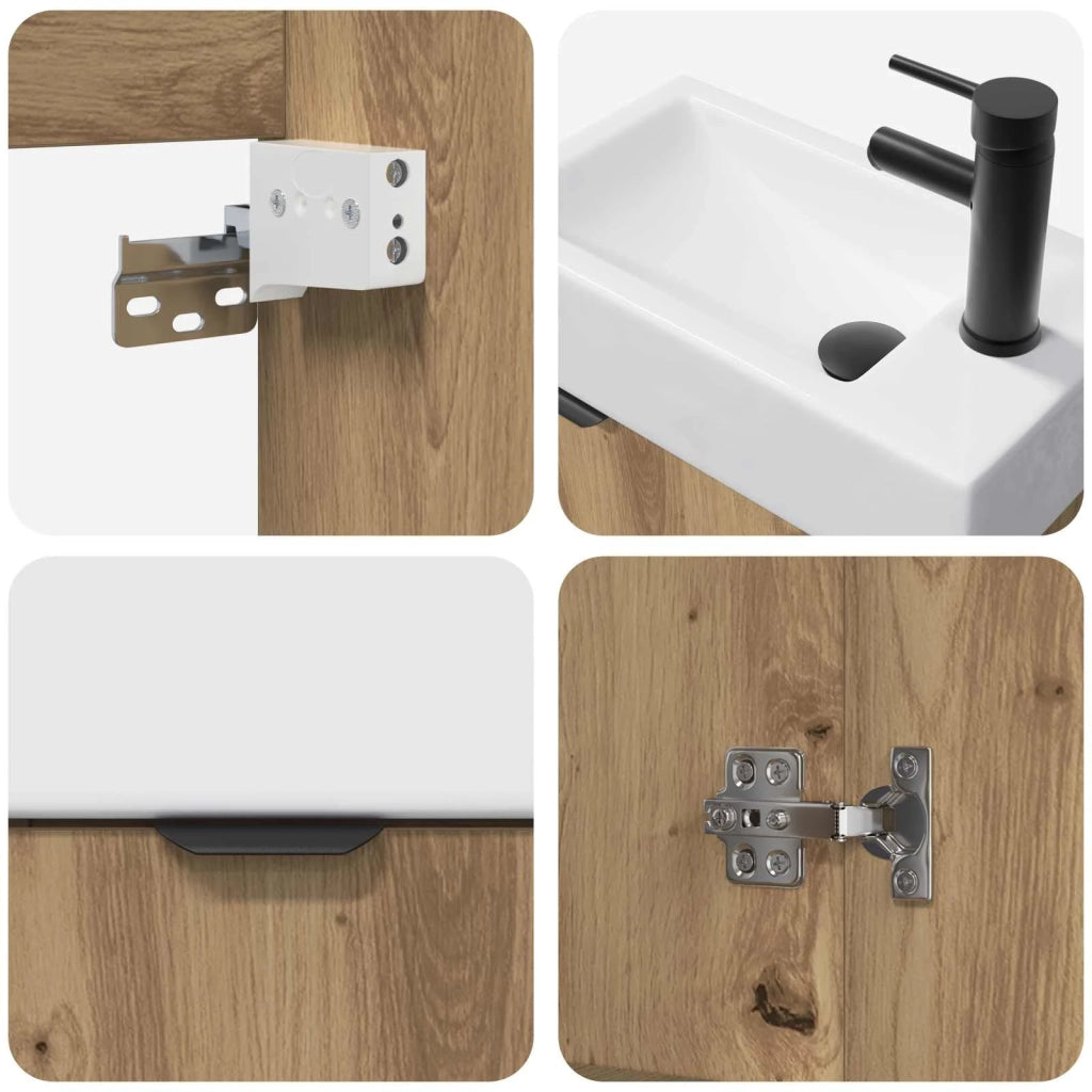 Mobile bagno con rubinetto Rovere Artigianale