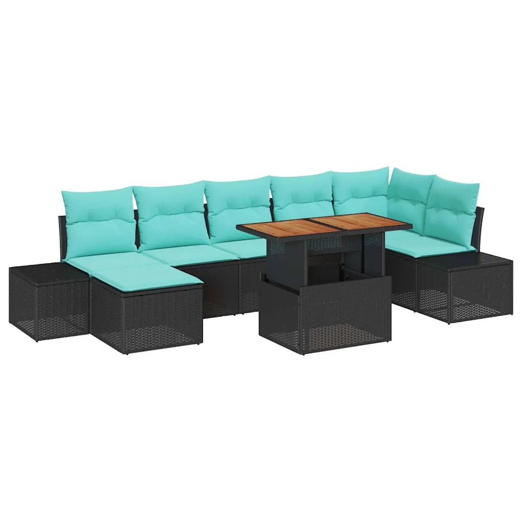 Set Divano da Giardino 8 pz Nero Poly Rattan 3358734