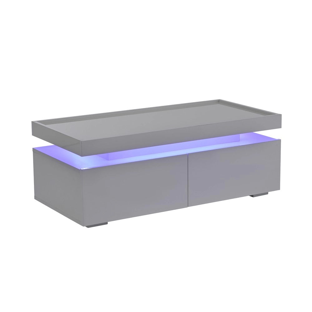Tavolino da Caff¨¨ con LED e Cassetti ¨C MINIMAL ¨C Bianco Lucido, Design Moderno