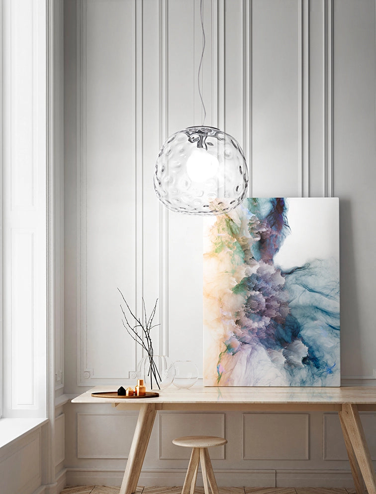 Sospensione vetro trasparente e cromo lucido Skin 1 luce attacco E27 d.40cm