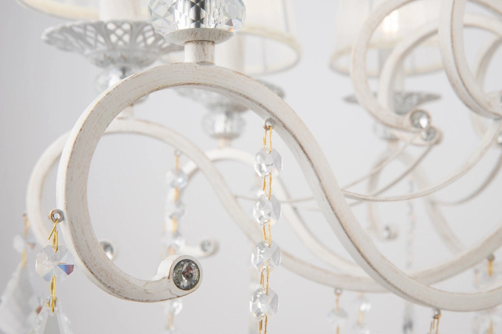 Lampadario Elegant in Metallo Grace Bianco con Oro