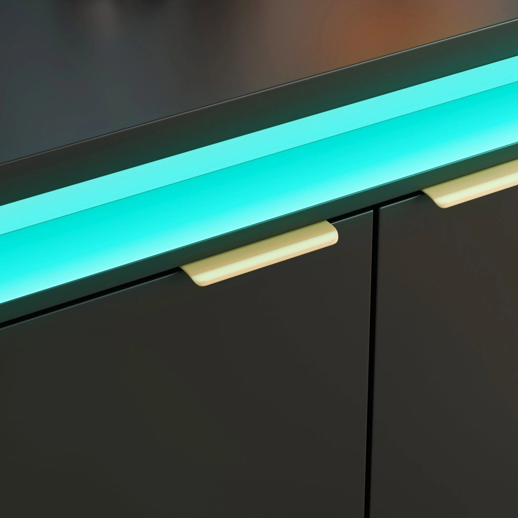 Credenza moderna con LED RGB 160 x 39 x 83 cm in MDF nero