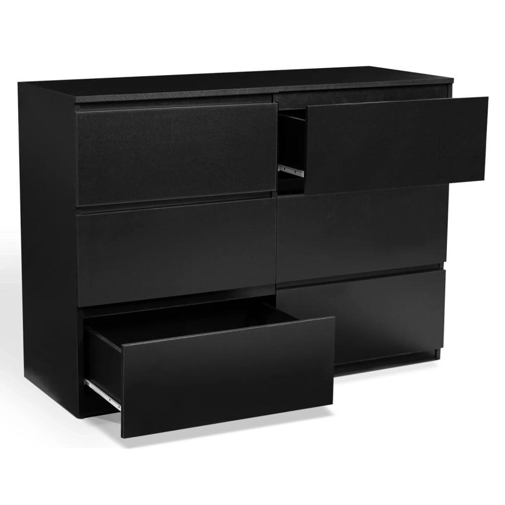 IDMarket - TOMI Cassettone a 6 cassetti da 110 cm in legno nero