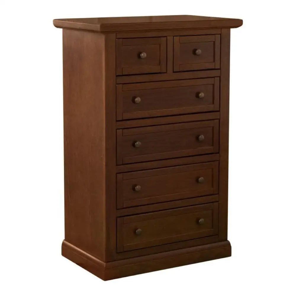 Cassettiera con 6 cassetti in stile arte povera in legno massello e mdf con rifinitura in noce lucido 62x37x94 H