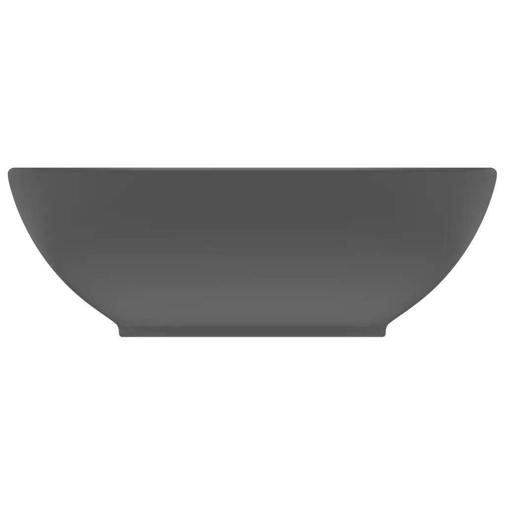 Lavandino-Lavello Lusso Ovale Grigio Scuro Opaco 40x33 cm in Ceramica