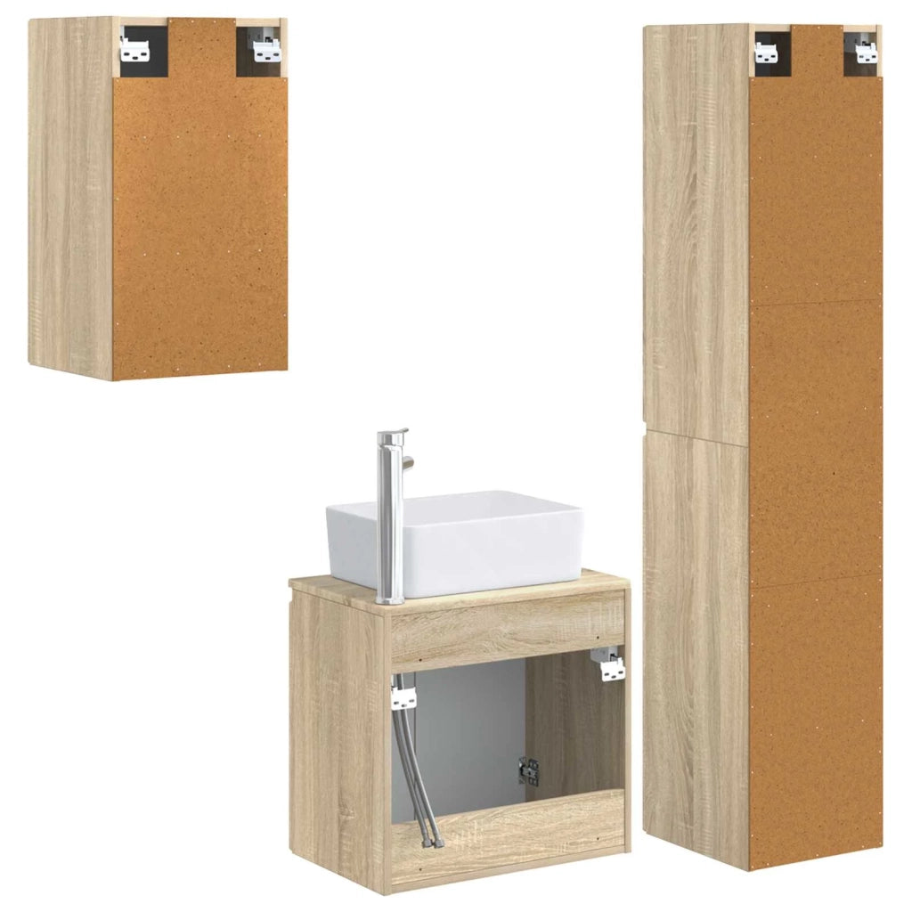 Set di mobili per il bagno 3 pz Rovere Sonoma 3406075