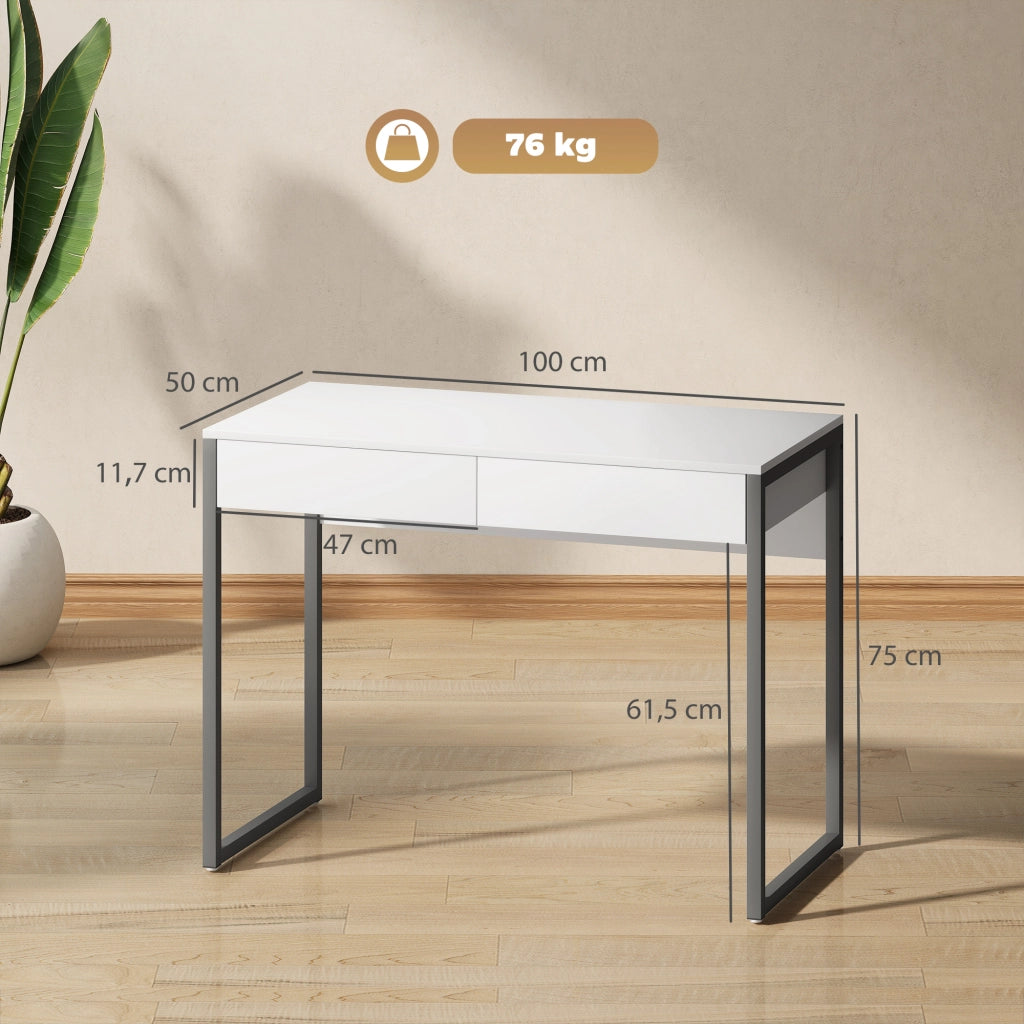 Scrivania con 2 Cassetti ¨C Zephmum ¨C Bianco 100x50x75 cm