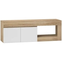 Mobile Porta TV 60" con Armadietto 2 Ante e Ripiano Aperto, 140x40x48 cm, Legno Naturale