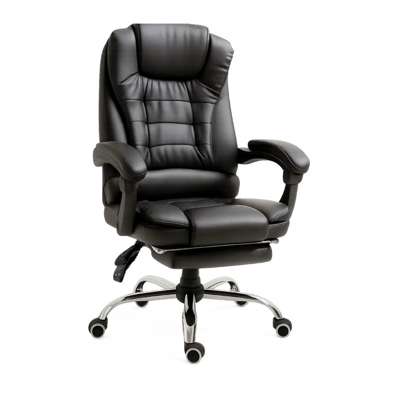 SEDIA DA UFFICIO ERGONOMICA RECLINABILE REGOLABILE IN ALTEZZA CON POGGIA PIEDI NERA