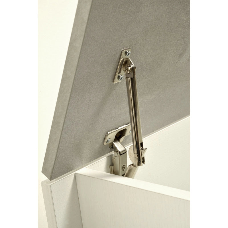 Baule contenitore con chiusura rallentata soft closing bianco con top cemento 90x45x45 cm - Terraneo